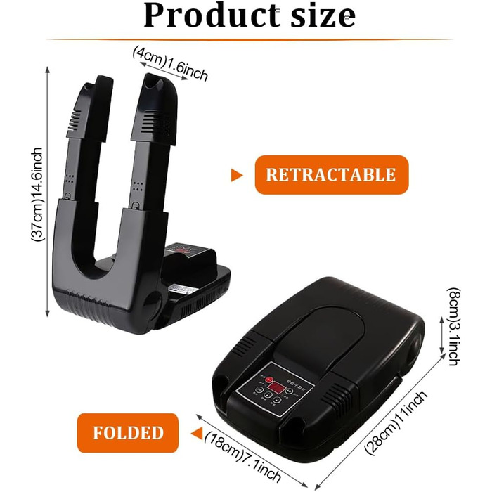 Електричний сушильник для взуття - сушильник для черевиків та взуття з таймером, регульована довжина