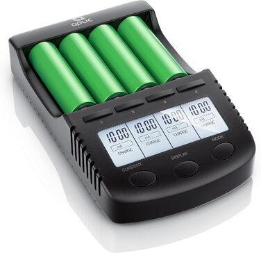 Зарядний пристрій CSL для акумуляторів AA, AAA, 18650 з LCD-дисплеєм та USB-портом