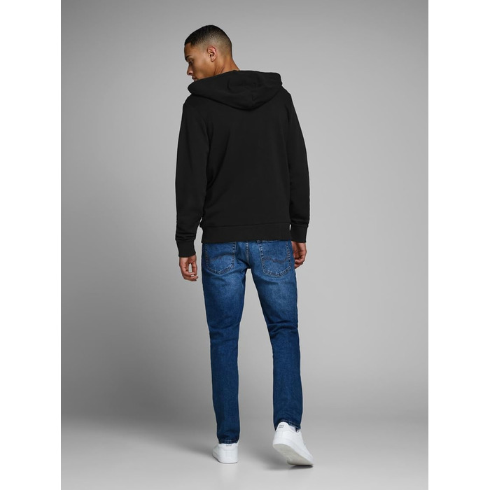 Чоловіча толстовка-худі на блискавці Jack & Jones Jjehomen Noos, Regular Fit, чорна з жовтими елементами, розмір XXL