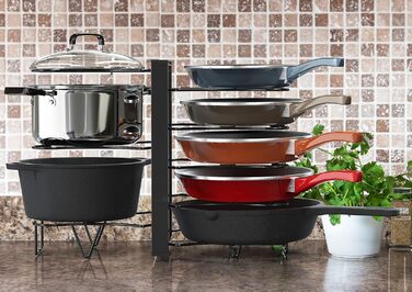 Організатор для каструль та сковорідок Simple Houseware з 8 відділеннями, регульована висота, чорний
