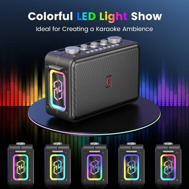 Караоке-система HWWR MS81 з 2 мікрофонами Bluetooth 5.3, підтримка USB/TF-карти/AUX, функція запису, для дому та вечірок, чорний колір