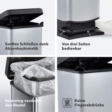 Відро для сміття Ho Paso 20л з кришкою, пластик (PP перероблений), BPA-free, блакитне