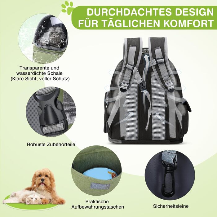 Рюкзак-переноска для котів та собак ALLSOPETS Bubble Carrier – чорний (до 7.5 кг)