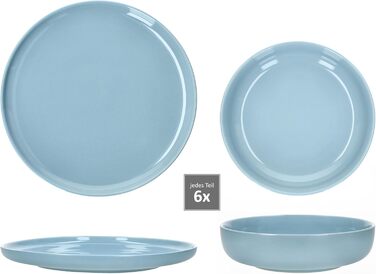 Набір посуду Ritzenhoff & Breker Jasper, 12 предметів, сіро-блакитний, з кераміки, для 6 осіб. Включає 6 супових та 6 обідніх тарілок. Ідеально для сніданку, обіду та вечері.