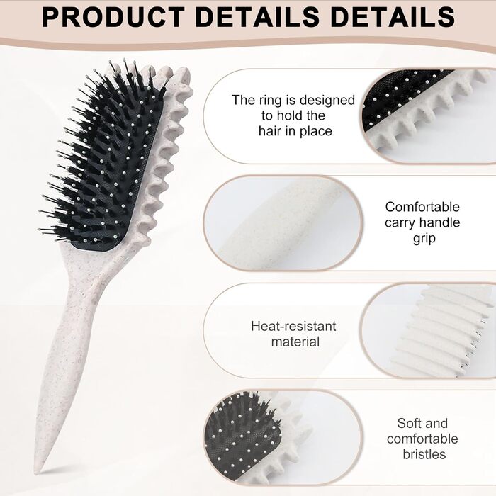 Щітка для кучерявого волосся Lockenbürste: формування локонів та об'ємне укладання (світло-бежева)