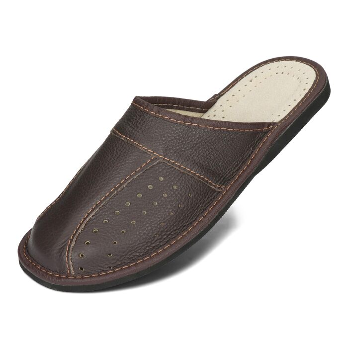 Чоловічі шкіряні домашні капці BeComfy Leder Braun 40-50 EU (темно-коричневі)
