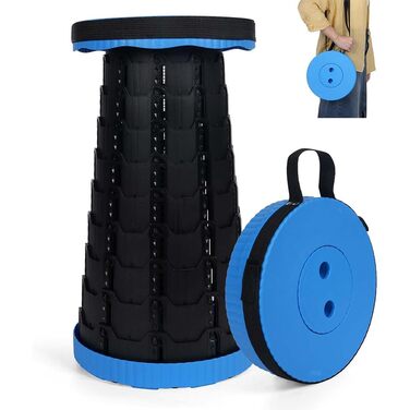 Складаний стілець для кемпінгу з регулюванням висоти, 6-45 см, вантажопідйомність 181 кг, портативний з ременем для перенесення (Блакитний - 1 шт.)