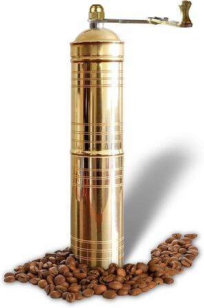 Traditional Turkish manual coffee grinder, brass coffee grinder, kitchen decoration, qualification, adjustable grinding burr, manual coffee grinder with handle