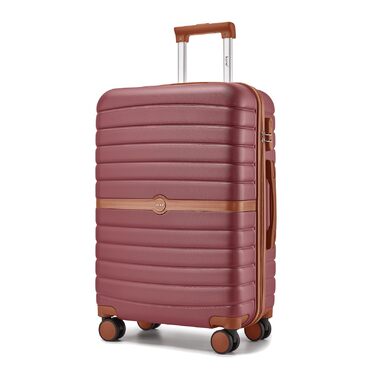 Чемодан KONO: набір з 3 частин (ABS+PC, жорсткий корпус, подвійні колеса, кодовий замок). Розміри: 66см, колір: червоно-коричневий