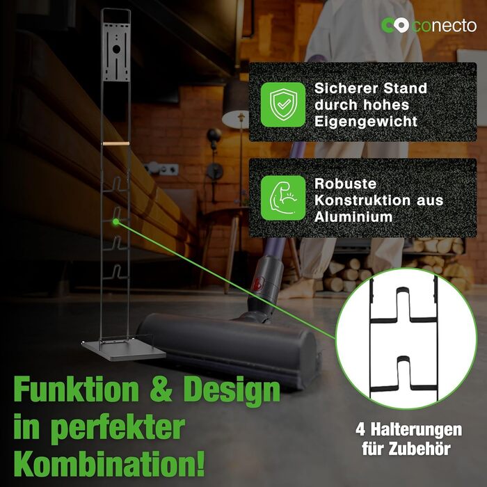 Підставка для пилососа Conecto: універсальна сумісна з Dyson Gen5, V15, V12, V11, V10, V8, V7, V6 (чорний бук)