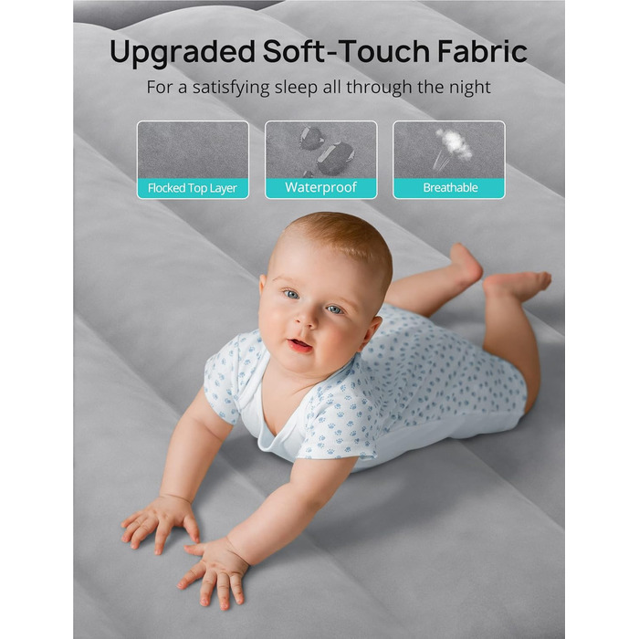 Надувний матрац Evajoy Queen з вбудованим насосом, 17'' Double High Airbed з підголівником, швидке надування/здування за 3 хв, комфортний Flocked Top для дому