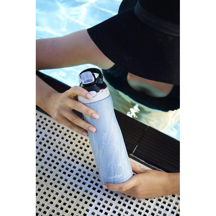 Contigo Ashland Chill Autospout Water Bottle with Straw, Stainless Steel Water Bottle, Leak-Proof, Insulated Bottle for Sports, Biking, Hiking, 590 ml, (Amazonite)