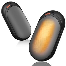 Електричний гріти для рук, набір 2 шт. з акумулятором 6000mAh, USB-кабель, 3 режими нагріву, 20 годин тепла, перезаряджається, для активного відпочинку взимку (чорний, сірий)