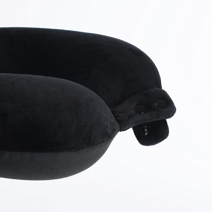 Подушка для шиї з піною з пам'яті, зручна та легка, ідеальна для сну в літаку, автомобілі, поїзді, автобусі та вдома, з чохлом для зберігання (Чорна)