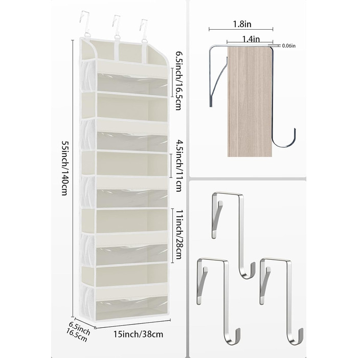 Органайзер на двері 5-поверховий складний бежевий (2 шт) для ванної, дитячої, кемпінгу