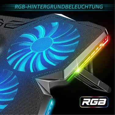 Охолоджувач для ноутбука Spirit of Gamer AIRBLADE 500 (10-17 дюймів), 4 тихі вентилятори, RGB підсвічування, сумісний з PC, PS5, PS4, Xbox