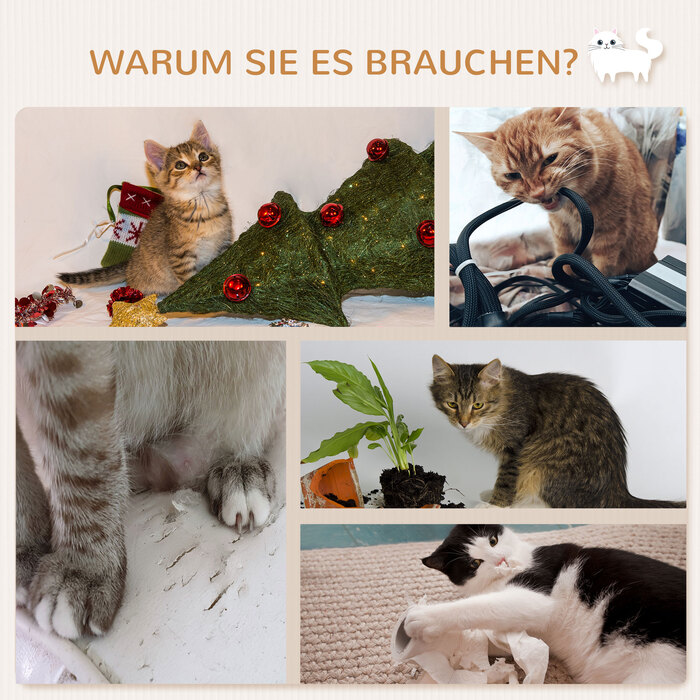PawHut лежанка для котів з когтеточкою, іграшкою-м'ячиком та плюшевою подушкою, 53 см. Розважальна полиця для котів білого кольору для щасливих котів.