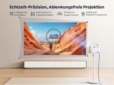 YABER V12 проєктор 4K: Full HD, WiFi6, Bluetooth 5.2, автофокус, 60Hz, 20W Dolby, для дому та на вулицю, 50% Zoom