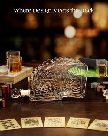 Набір для віскі Kollea Blackjack: Декантер 37,2 Oz та 4 келихи, стиль Казино, подарунок для чоловіків