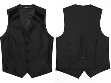 Костюм-трійка для чоловіків HISDERN V3-01: елегантна жилетка з двобортною застібкою, вузький крій, жаккард з візерунком пає, чорний, 6XL