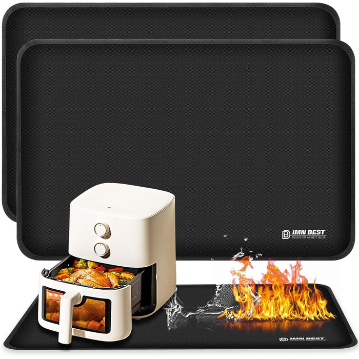 Стійка до нагріву підставка під фритюрницю, термостійкий килимок для кухонних поверхонь, силіконовий килимок (50x30см, чорний)