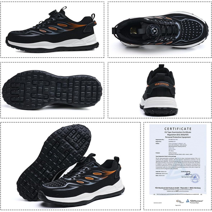 Черевики робочі, захисні для чоловіків та жінок. Легкі, спортивні, дихаючі, зі сталевим підноском. Розміри 36-46 EU, 46 EU. Колір: коричневий, на кнопці-фіксаторі.