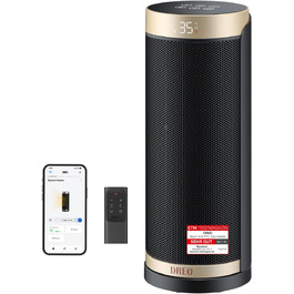 Електричний обігрівач Dreo Solaris Slim H3 Standard Gold: тихий, енергоефективний, з пультом, 3 режими, 12-годинний таймер, захист від перегріву та перекидання