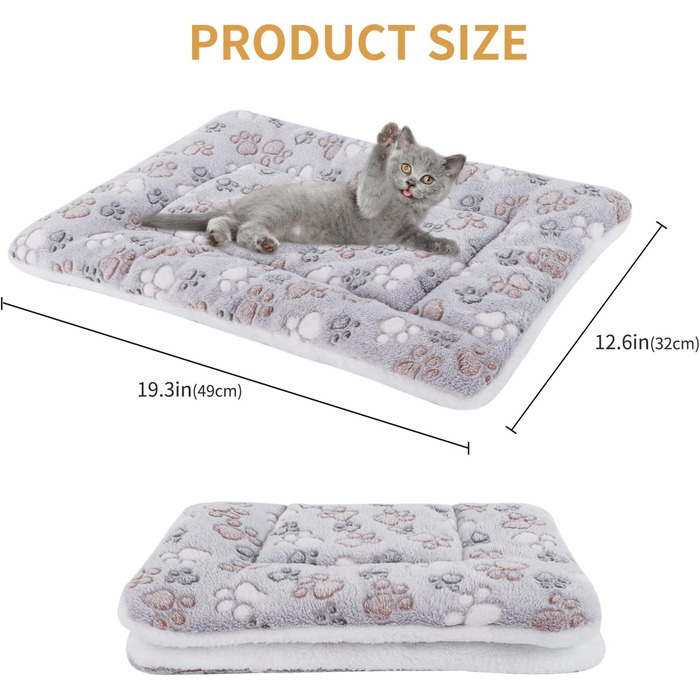 М'яка флісова підстилка для домашніх тварин (собаки/коти) – блакитний фон з білими зірками, 89х68 см та 49х32 см, сірі лапки