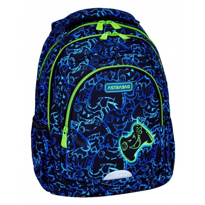 Багатовідсіковий шкільний рюкзак AstraBag (чорний, синій, зелений), 20 л
