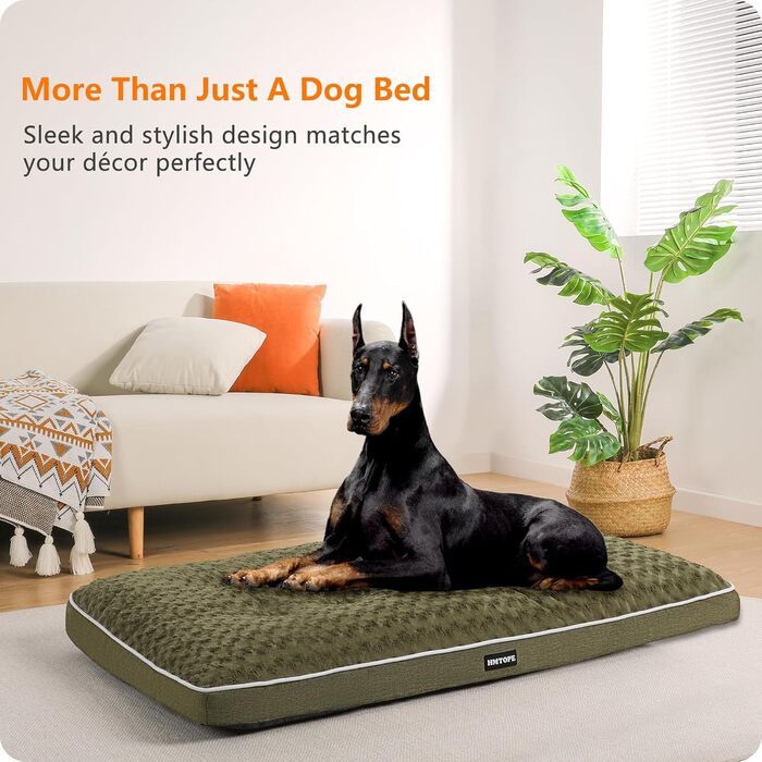 Ортопедичне ліжко для собак, килимок для собак з двоярусною конструкцією, миється, знімний кошик, 90 см для собак маленьких та середніх порід (120 x 74 x 12 см, оливковий)