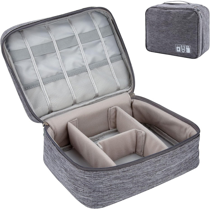 Водонепроникна сумка-органайзер QIMEI-SHOP для кабелів та аксесуарів: SD-картки, флешки, Power Bank (сіра)