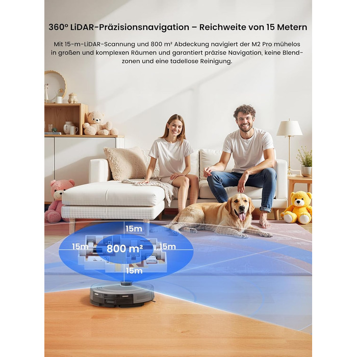 Робот-пилосос LEFANT M2 Pro з автоматичною системою викачування пилу, лазерною навігацією та картографією, індивідуальним налаштуванням, уникненням перешкод, ідеальний для видалення шерсті тварин. Білий/Сірий