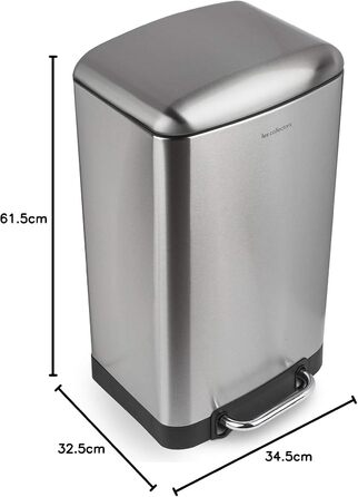 Відро для сміття Les Collecteurs Küchen N°712, 30 л, нержавіюча сталь, знімний внутрішній відро, дизайн, міцне, тихий закриття кришки