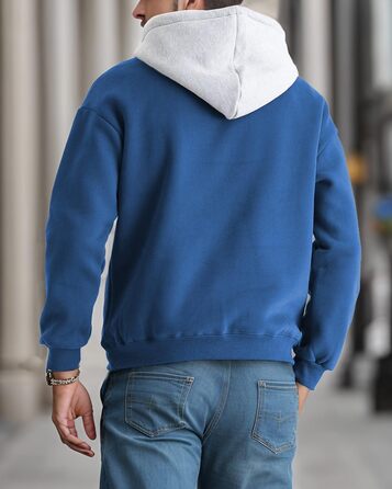 Чоловічий худі з капюшоном, довгим рукавом, вітрозахисна куртка, блоковий колір (S, T-блакитний)