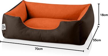 Ліжко для собак BedDog M - м'яке гніздо, корзина, диван, лежанка для маленьких собак SUNSET (колір коричневий/помаранчевий) розмір 70 x 55 x 18 см, знімний чохол, можна прати