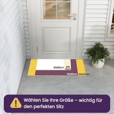 Килимок для дому та вулиці DEXI, 60 x 90 см, антиковзаючі, миючий, вологостійкий, сірий