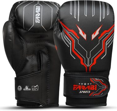 Боксерські рукавички Farabi для дітей (6oz) - чорні, для MMA, Муай Тай, тренувань