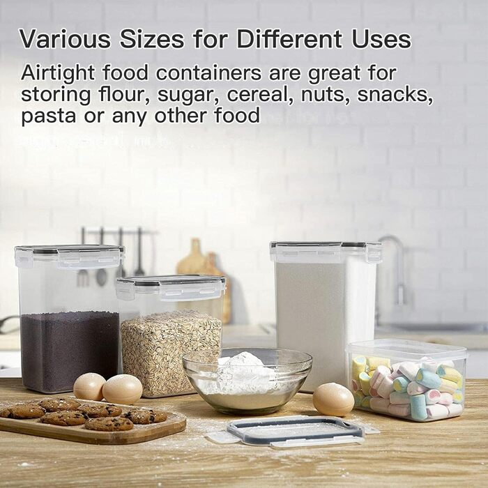 Набір контейнерів для зберігання Withosent 20 шт. з герметичними кришками, 2.8L, 2L, 1.4L, 0.8L, 0.52L - для кухні, круп, мюслі, борошна
