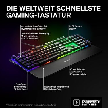 SteelSeries Apex Pro HyperMagnetic - Ігрова клавіатура з OLED-дисплеєм та RGB підсвічуванням (QWERTZ)