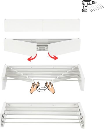 Сушарка для білизни FoxyDry HIDE настінна, розкладна, 71x35x13 см, білий (Limited Edition)