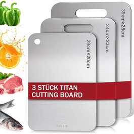 Набір титанових обробних дощок Titan (3 шт.) з нержавіючої сталі S316 - для м'яса, фруктів, овочів