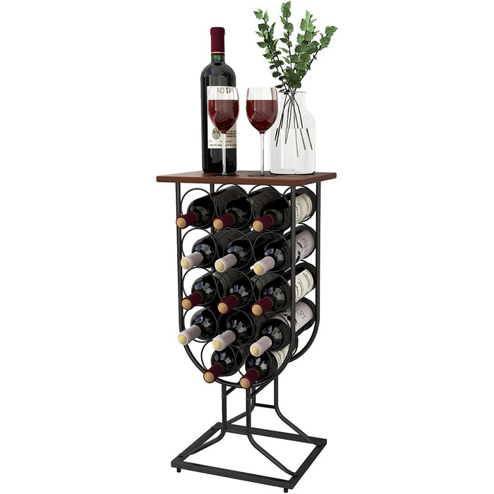 Taleco Gear Freestanding Wine Rack, Bottle Rack Wine Stand Rustic Style, Holds 14 Bottles Wine Rack, Freestanding Floor Wine Bottle Holder, Stackable Decorative Wine Rack Metal