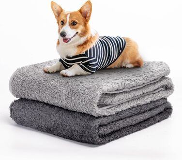 Плед для собак та котів Nobleza: м'який флісовий плед, 100x80 см, 2 шт. (темно-сірий та світло-сірий)