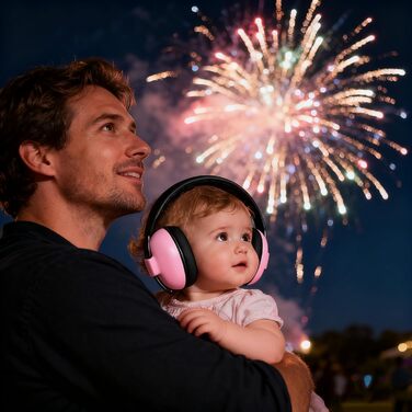 Дитячі навушники-захисники вух 0-2 роки - захист від шуму для літака, сну та повсякденного життя | Регульовані, м'які та легкі для новонароджених та малюків, рожеві