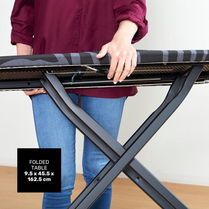 Гладильна дошка Taurus - складніша, регульована по висоті, для прасувальних станцій, 130 x 48 см, чорна
