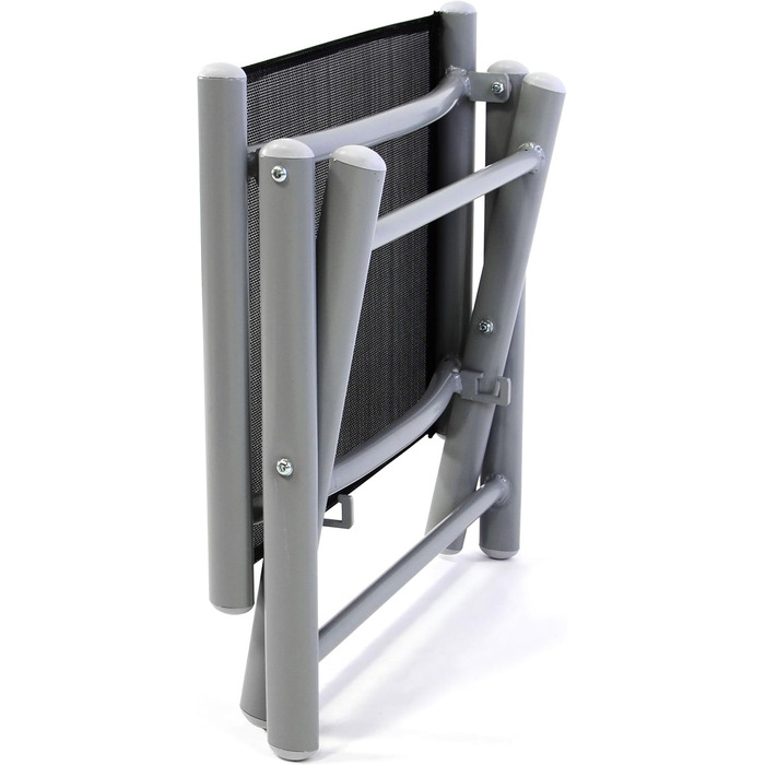 Складаний табурет Nexos для кемпінгу та відпочинку на балконі/терасі. Алюмінієва рама, сидіння з Textilene, чорне порошкове покриття, сірий колір, висота 42 см