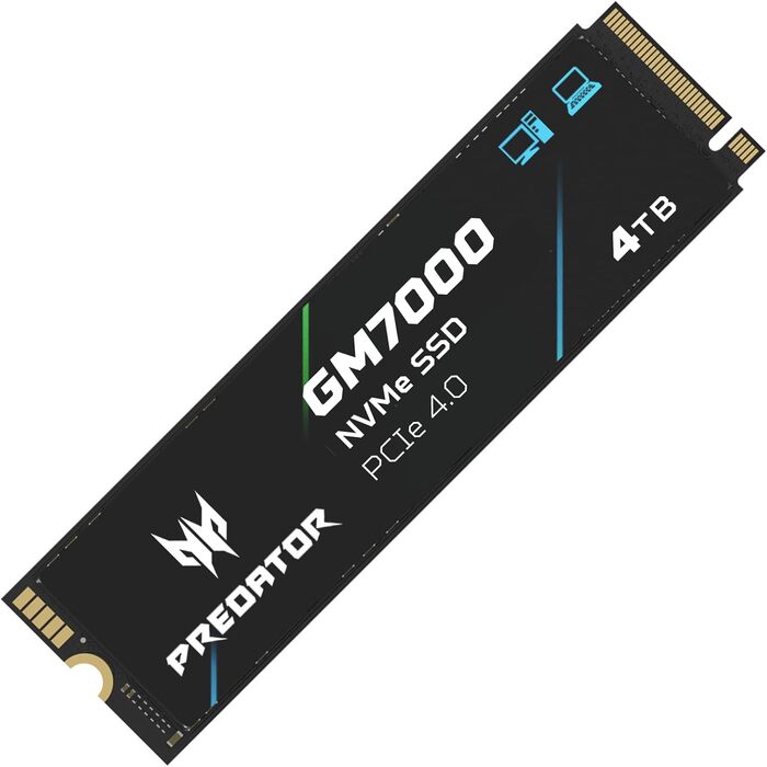 SSD Acer Predator GM7000 4TB NVMe PCIe Gen4 з DRAM Cache - 7400 MB/s для ПК, Ноутбука, PS5