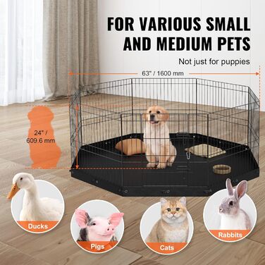 VEVOR 8-Panel Foldable Dog Playpen with Waterproof Cover & Mat - 61cm High