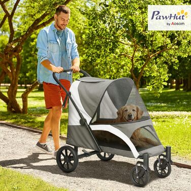 PawHut Buggy для собак та котів, розкладний, до 30 кг, сірий