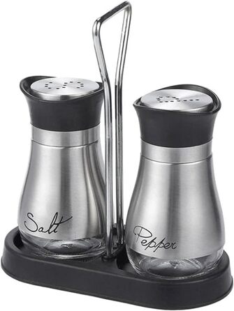 Набір для солі та перцю: скляні та нержавіючі солянки та перечниці, кухонне приладдя, контейнери для спецій чорного та білого кольорів для кухні, подорожей, кемпінгу, барбекю, що заповнюються